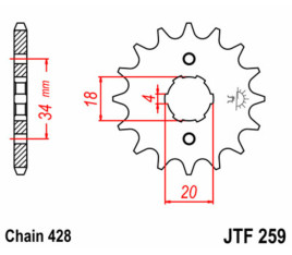 Pignon JT SPROCKETS acier standard 259 - 428