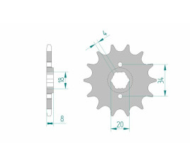 Pignon AFAM acier standard 20306 - 520