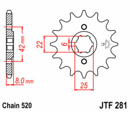 Pignon JT SPROCKETS acier standard 281 - 520