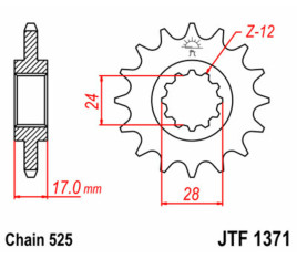 Pignon JT SPROCKETS acier standard 1371 - 525