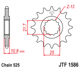 Pignon JT SPROCKETS acier anti-bruit 1586 - 525 - 1126792002