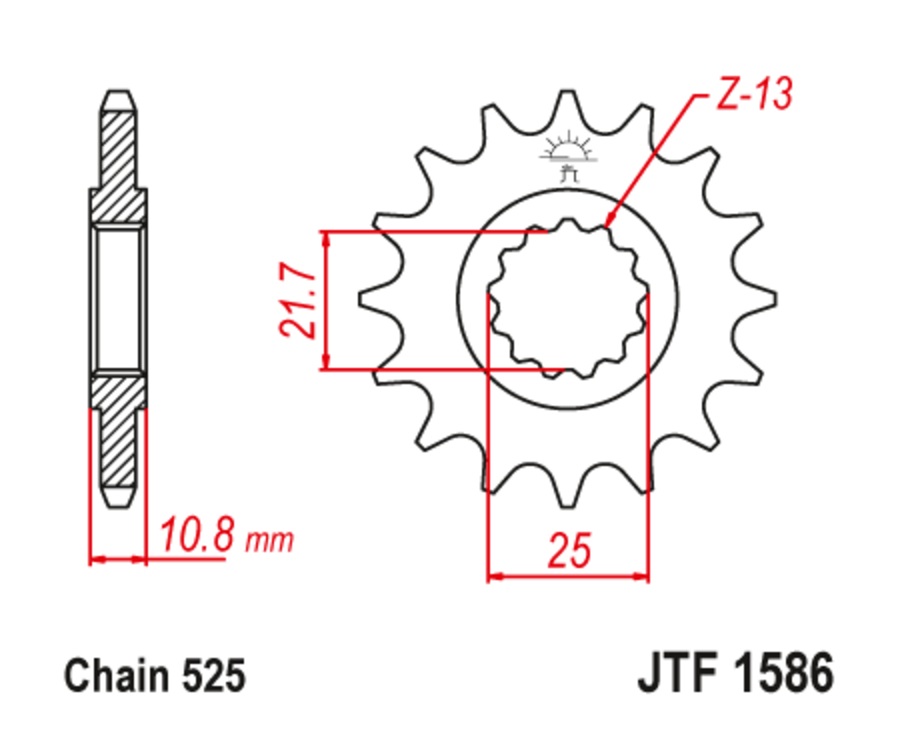 Pignon JT SPROCKETS acier anti-bruit 1586 - 525