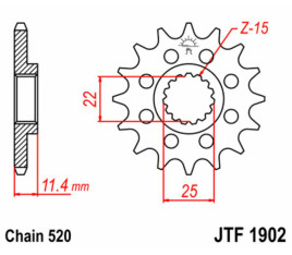 Pignon JT SPROCKETS acier standard 1902 - 520