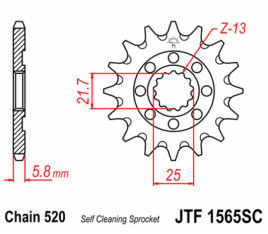 Pignon JT SPROCKETS acier anti-boue 1565 - 520