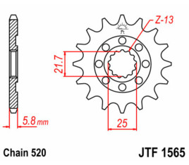 Pignon JT SPROCKETS acier standard 1565 - 520