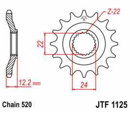 Pignon JT SPROCKETS acier standard 1125 - 520