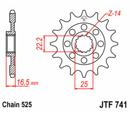 Pignon JT SPROCKETS acier standard 741 - 525