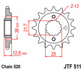 Pignon JT SPROCKETS acier standard 511 - 520