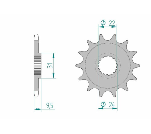 Pignon AFAM acier standard 22406 - 520