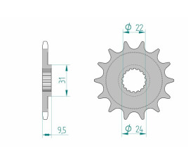 Pignon AFAM acier standard 22406 - 520