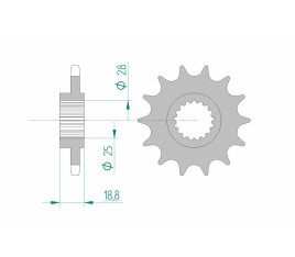 Pignon AFAM acier standard 61600 - 525