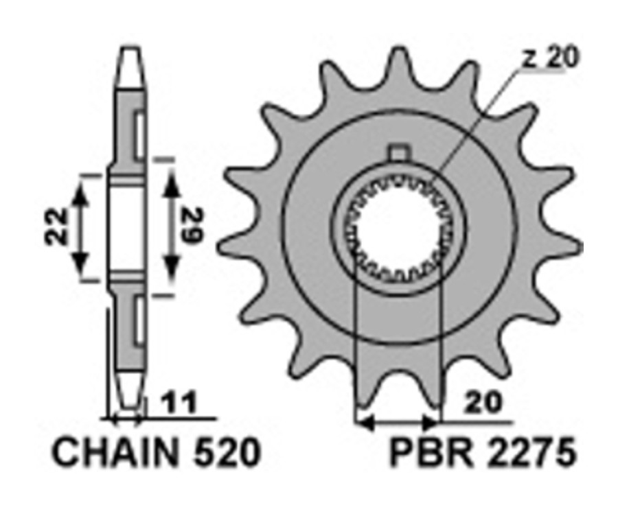 Pignon PBR acier standard 2275 - 520
