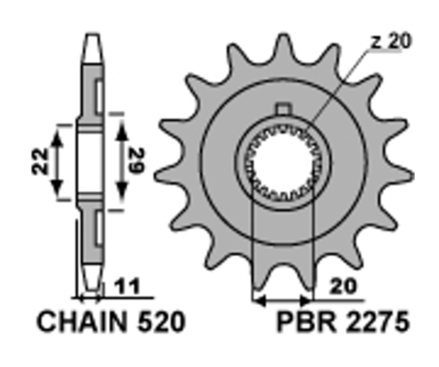 Pignon PBR acier standard 2275 - 520