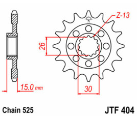 Pignon JT SPROCKETS acier standard 404 - 525