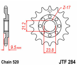 Pignon JT SPROCKETS acier standard 284 - 520