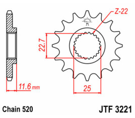 Pignon JT SPROCKETS acier standard 3221 - 520