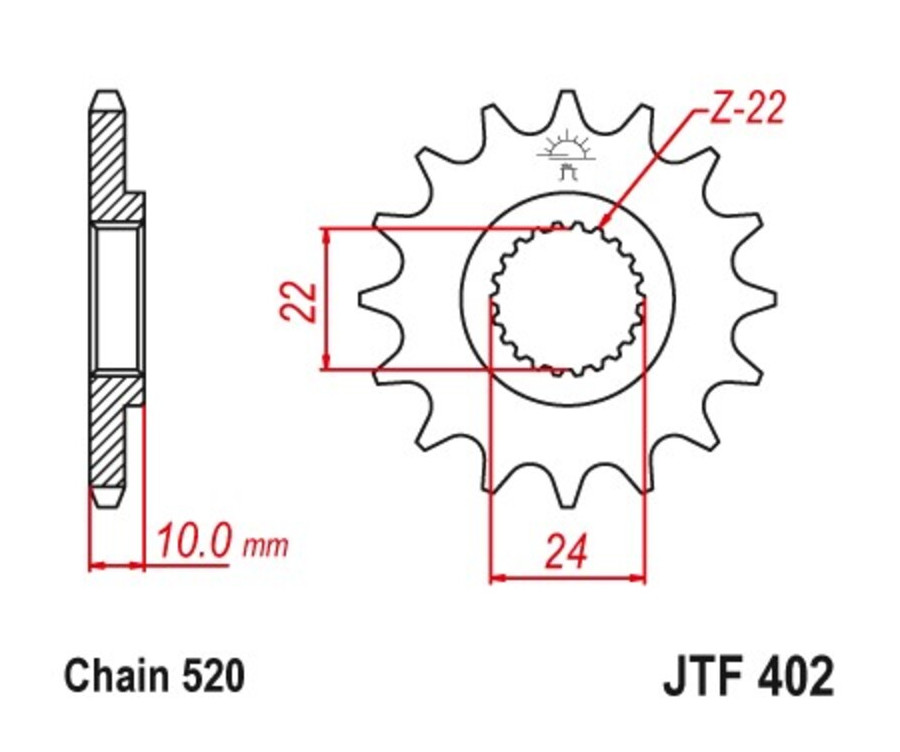 Pignon JT SPROCKETS 16 dents acier standard pas 520 type 402