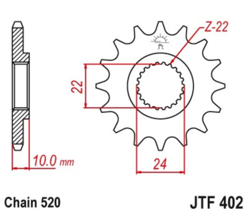 Pignon JT SPROCKETS 16 dents acier standard pas 520 type 402 - 1096589001