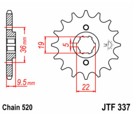 Pignon JT SPROCKETS acier standard 337 - 520