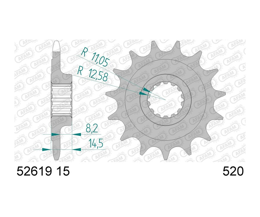 Pignon AFAM acier standard 52619 - 520