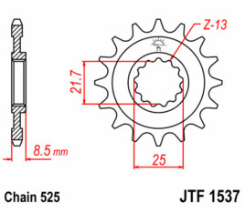 Pignon JT SPROCKETS acier standard 1537 - 525 - 1077271002