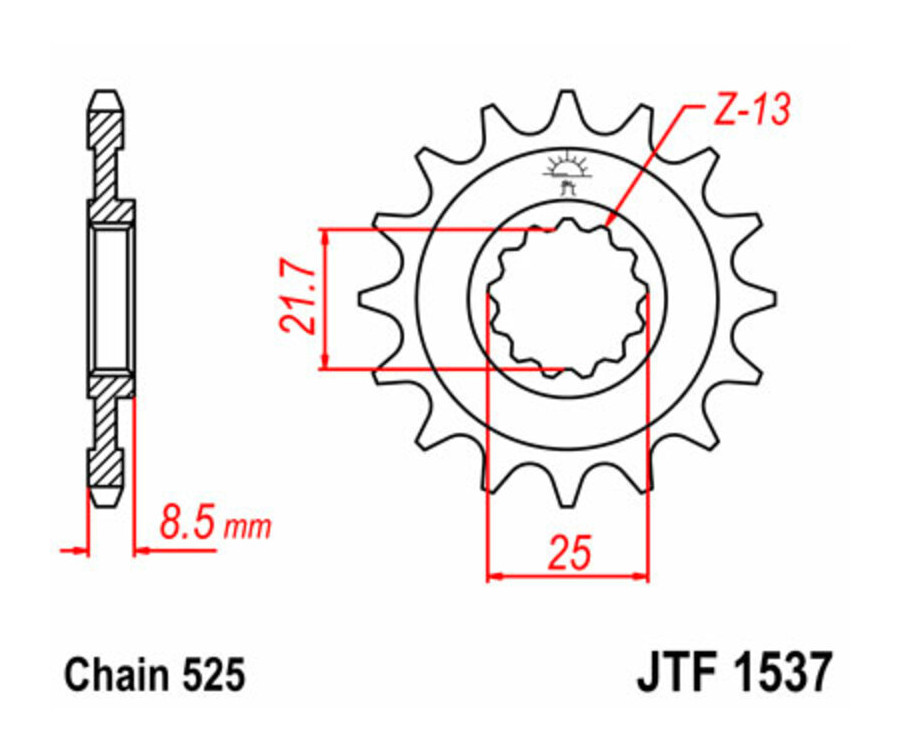 Pignon JT SPROCKETS acier standard 1537 - 525