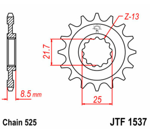 Pignon JT SPROCKETS acier standard 1537 - 525 - 1077271002