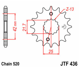 Pignon JT SPROCKETS acier standard 436 - 520