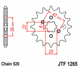 Pignon JT SPROCKETS acier standard 1265 - 520