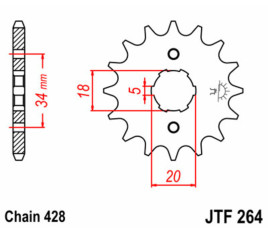 Pignon JT SPROCKETS acier standard 264 - 428