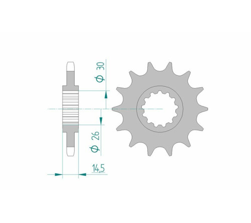 Pignon AFAM acier standard 20607 - 525