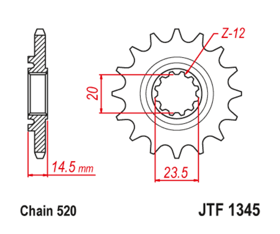 Pignon JT SPROCKETS acier anti-bruit 1345 - 525