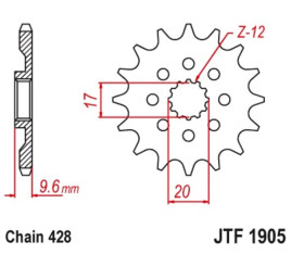 Pignon JT SPROCKETS acier standard 1905 - 428 - 1077301001