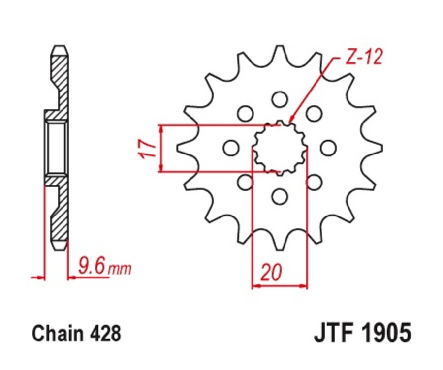 Pignon JT SPROCKETS acier standard 1905 - 428