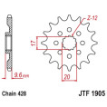 Pignon JT SPROCKETS acier standard 1905 - 428