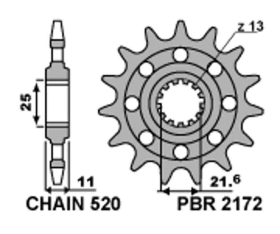 Pignon PBR acier standard 2172 - 520