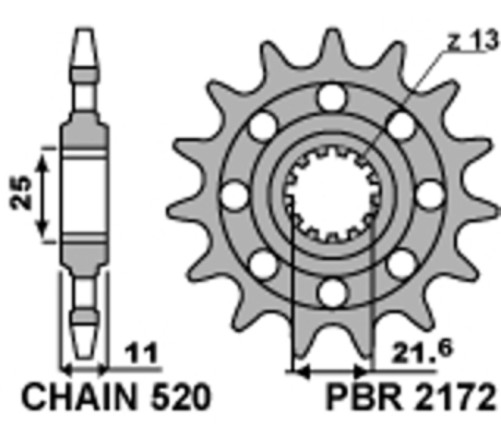 Pignon PBR acier standard 2172 - 520