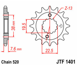 Pignon JT SPROCKETS acier standard 1401 - 520