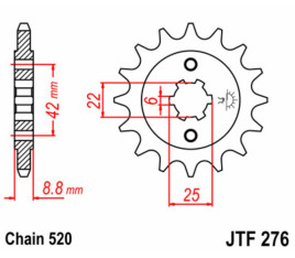 Pignon JT SPROCKETS acier standard 276 - 520