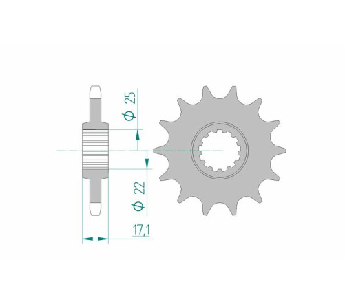 Pignon AFAM acier standard 20405 - 525