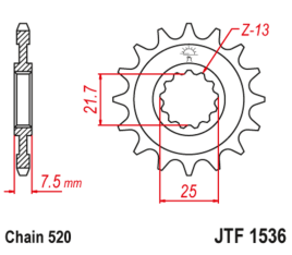 Pignon JT SPROCKETS acier anti-bruit 1536 - 520 - 1126791001