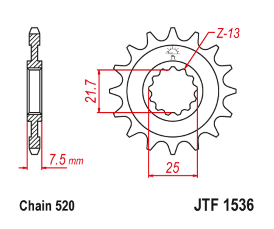 Pignon JT SPROCKETS acier anti-bruit 1536 - 520