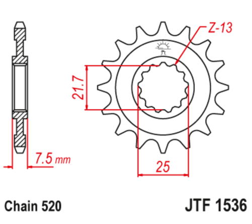 Pignon JT SPROCKETS acier anti-bruit 1536 - 520 - 1126791001