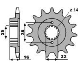 Pignon PBR acier standard 2222 - 525
