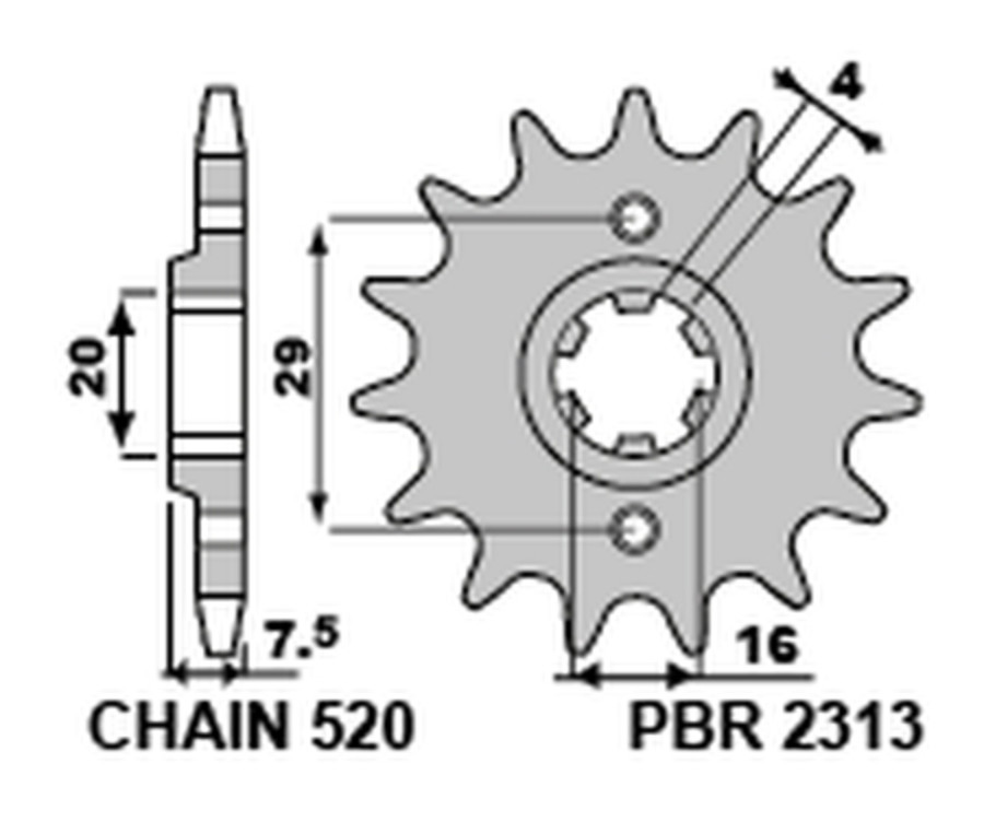 Pignon PBR acier standard 2313 - 520
