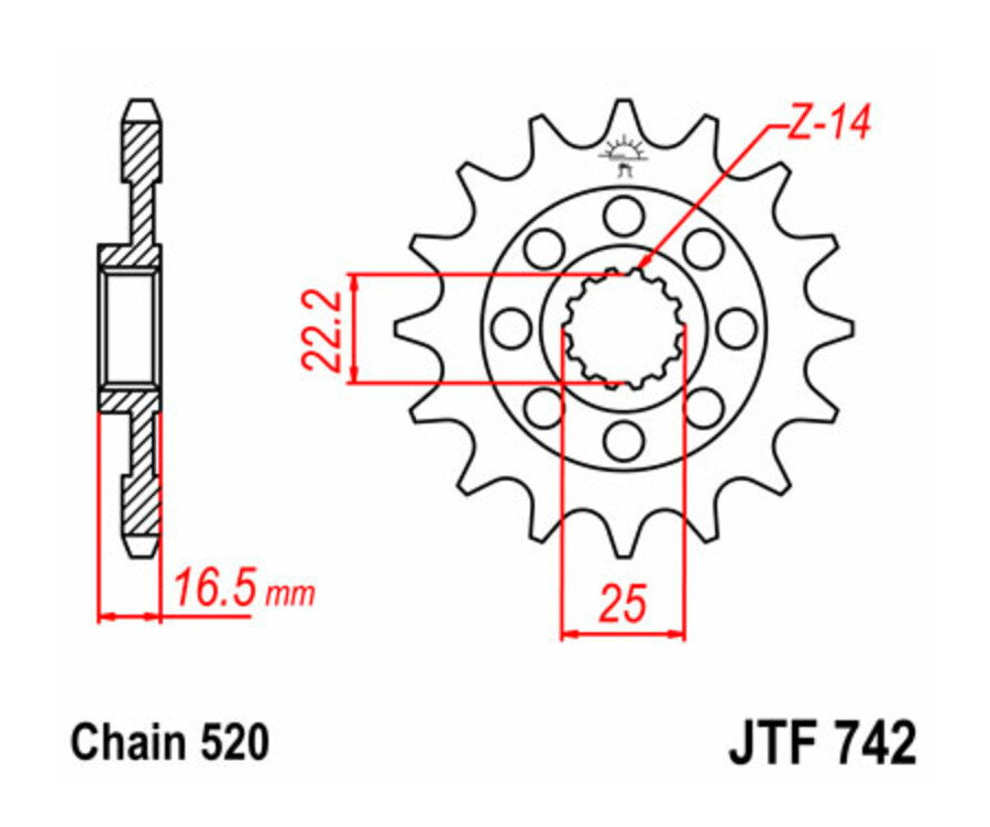 Pignon JT SPROCKETS acier standard 742 - 520