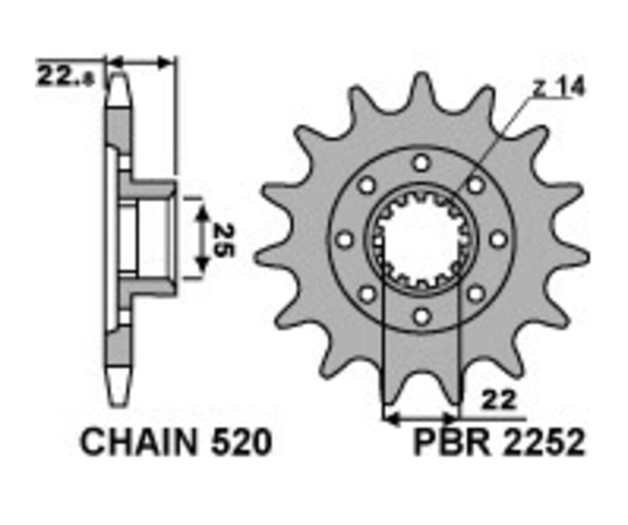Pignon PBR acier standard 2252 - 520