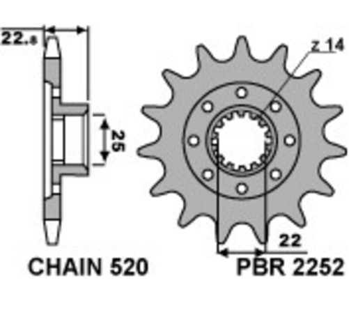 Pignon PBR acier standard 2252 - 520