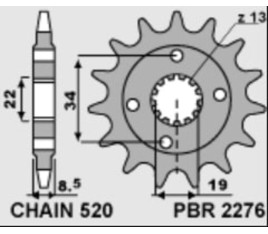 Pignon PBR acier standard 2276 - 520 - 1077628003