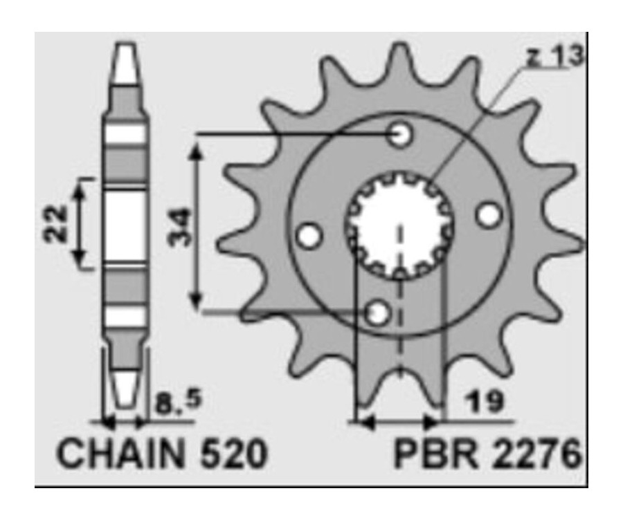 Pignon PBR acier standard 2276 - 520